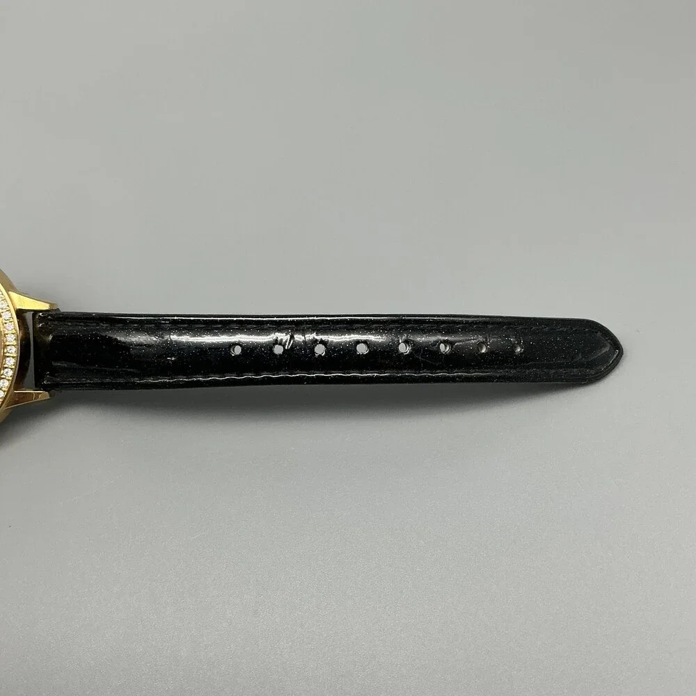 Betsey Johnson Womens Watch 39mm Black Bee Dial Gold Tone Leather New Battery